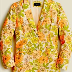 RARE NWT Retro J. Crew Size 8 Orange & Yellow Blazer Structured Statement Piece